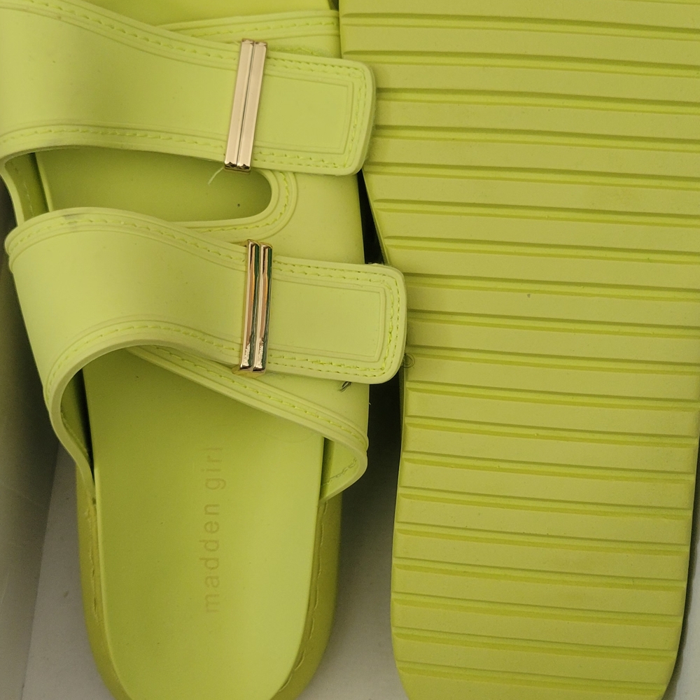 Madden Girl Neon Yellow Slide Sandals